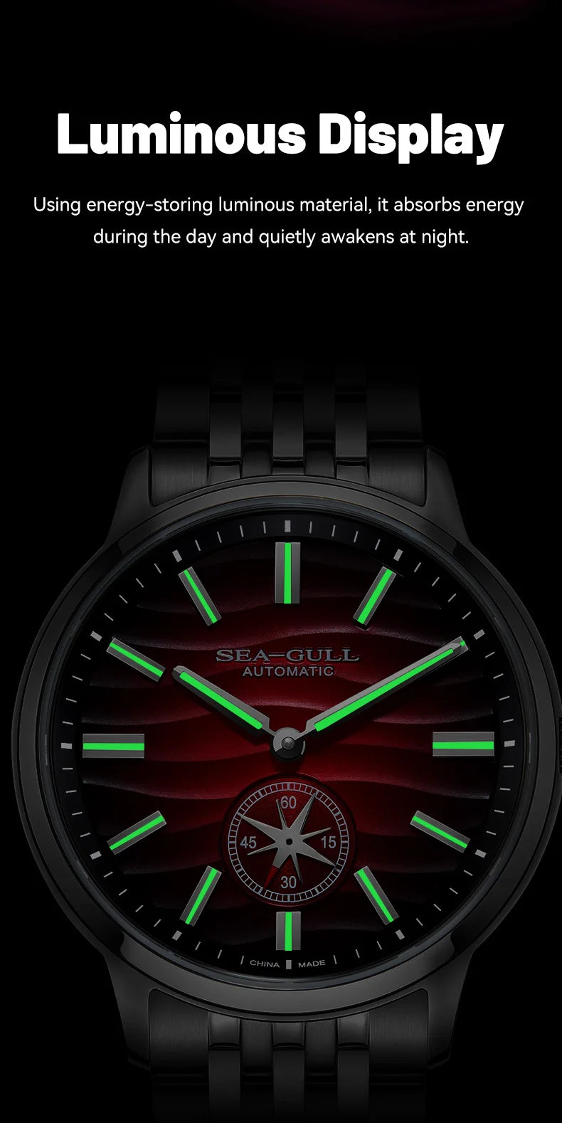 Seagull Natural Series Men Watch Automatic Mechanical Watch Polaris Sub Dial Luminous Luxury Dress Men Wristwatch 6180 2025 New