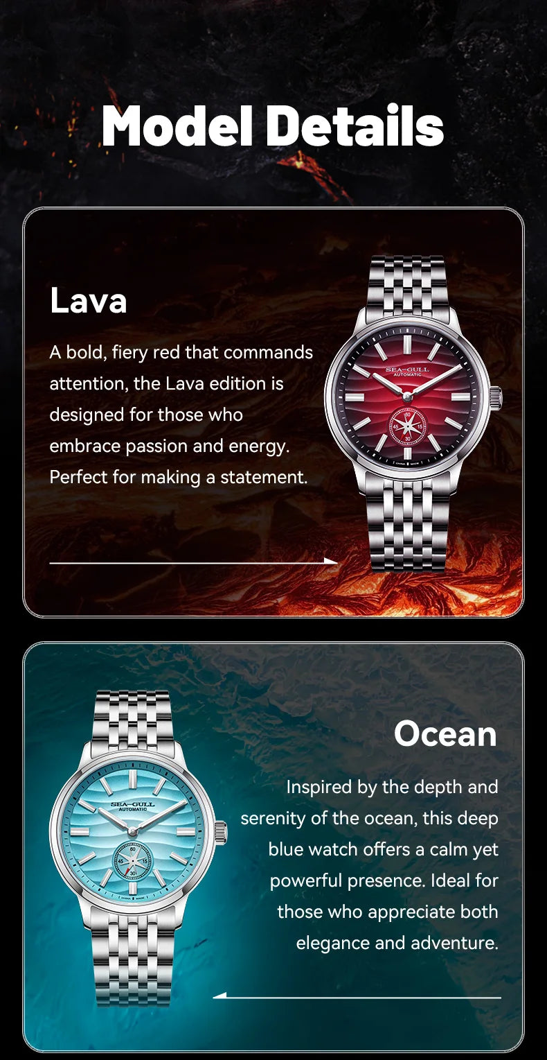 Seagull Natural Series Men Watch Automatic Mechanical Watch Polaris Sub Dial Luminous Luxury Dress Men Wristwatch 6180 2025 New