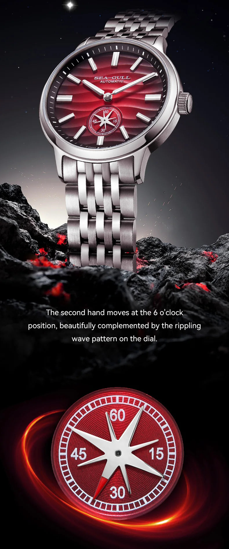 Seagull Natural Series Men Watch Automatic Mechanical Watch Polaris Sub Dial Luminous Luxury Dress Men Wristwatch 6180 2025 New
