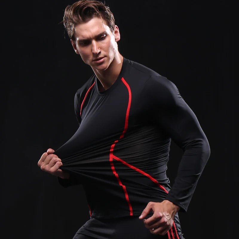 ANSZKTN Men O Neck Fitness Sports Jacket Bodybuilding Quick Dry Suit Long Sleeve T-shirt Spring Winter Running Fitness Top