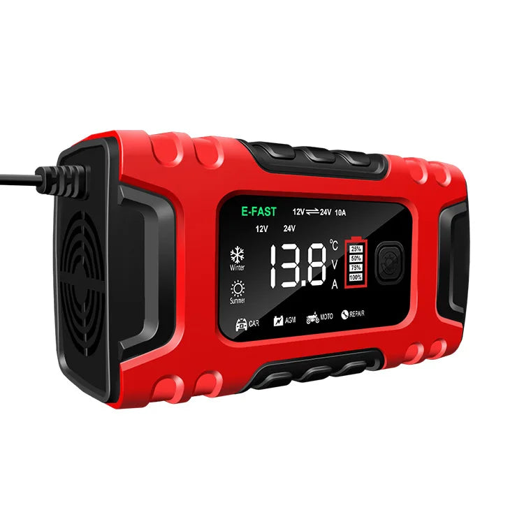 12V 24V 10A Motorcycle Battery Charger 7-Segment Car Battery Charger Testing Equipment