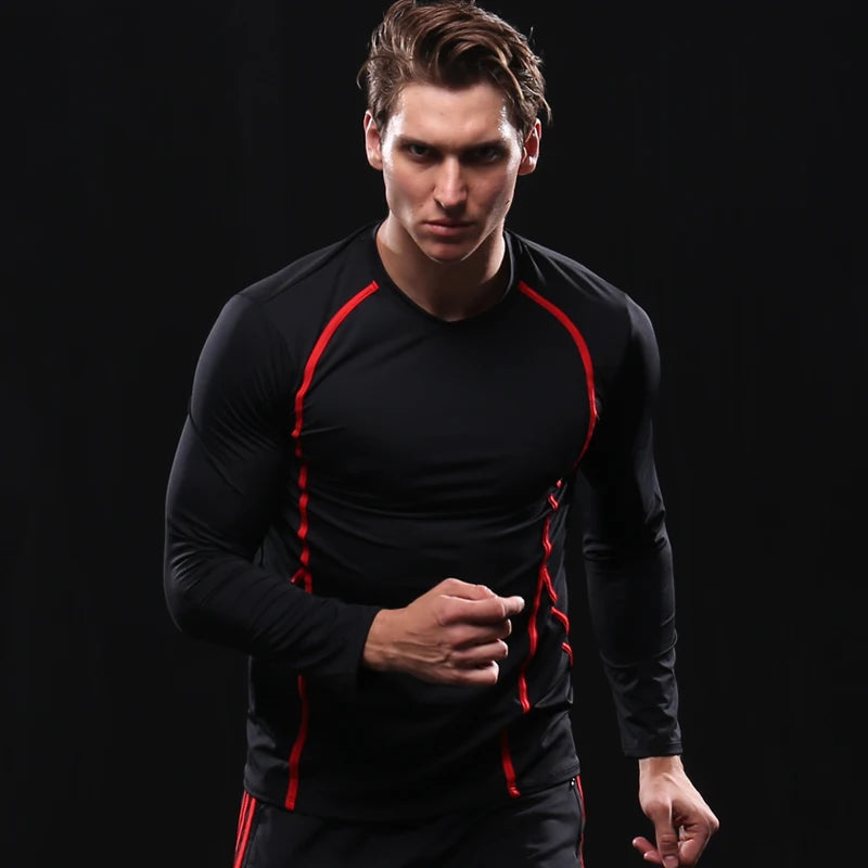 ANSZKTN Men O Neck Fitness Sports Jacket Bodybuilding Quick Dry Suit Long Sleeve T-shirt Spring Winter Running Fitness Top