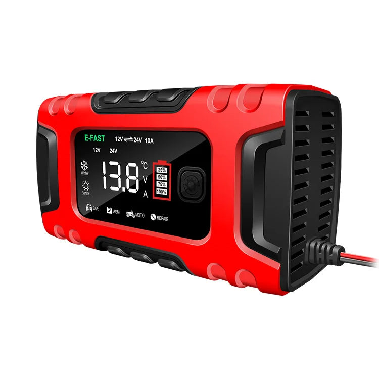 12V 24V 10A Motorcycle Battery Charger 7-Segment Car Battery Charger Testing Equipment
