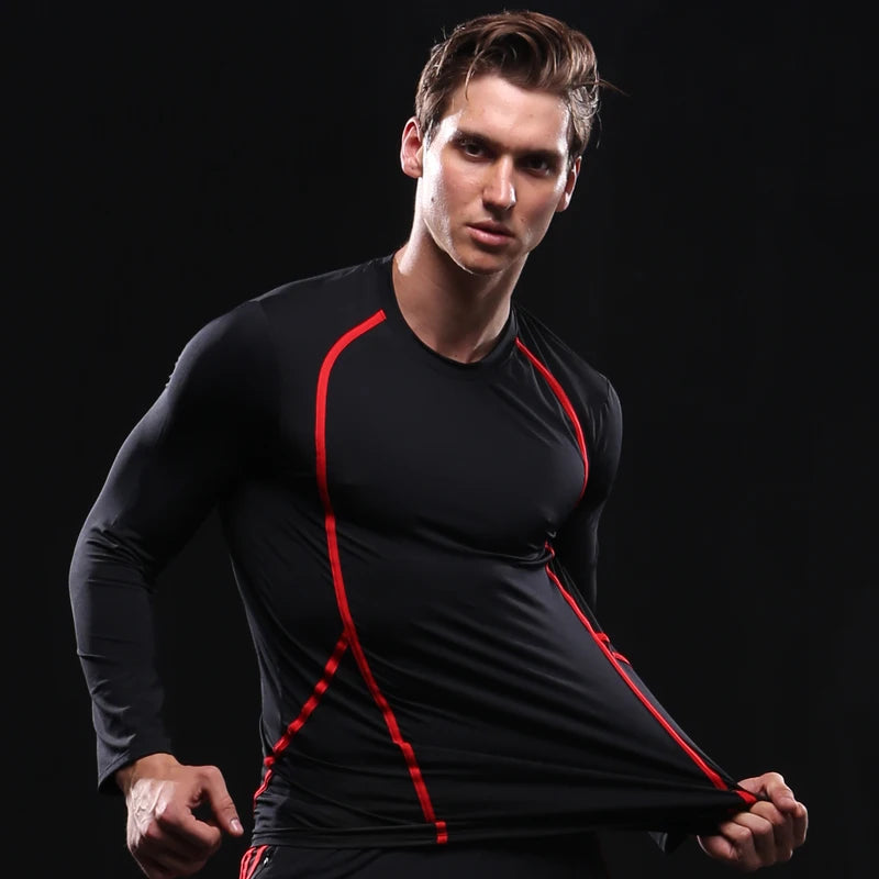 ANSZKTN Men O Neck Fitness Sports Jacket Bodybuilding Quick Dry Suit Long Sleeve T-shirt Spring Winter Running Fitness Top