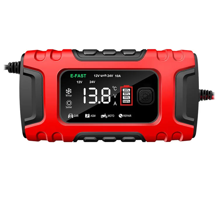 12V 24V 10A Motorcycle Battery Charger 7-Segment Car Battery Charger Testing Equipment