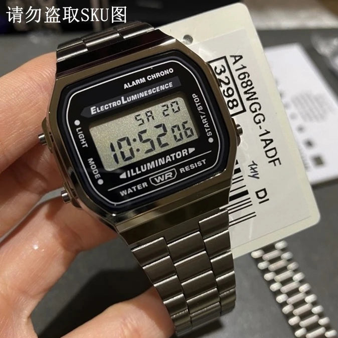 Luxury F91W Band Watch Waterproof Retro Digital Stainless Steel Sports Military Watches Men Women Electronic Wrist Watch Clock