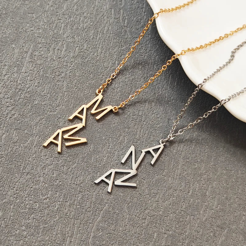 Customized Name Letter Necklace Simple Personalized Stainless Steel Clavicle Chain Ladies Large Letter Pendant Gift Jewelry Gift