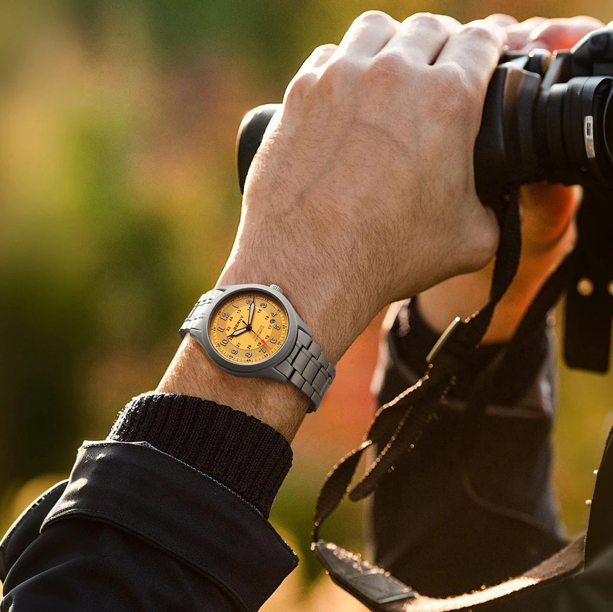 BERNY Titanium Automatic Men's Field Watches Date Sapphire Super Luminous Sports Easy Read Outdoor 10ATM Mechanical Pilot Watch