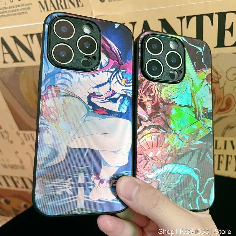 3D Grating Card Demon Slayer Tanjirou Phone Case for iPhone 11 12 13 14 15 16 17 Pro Max Plus Mini Air Zenitsu Nezuko Back Cover