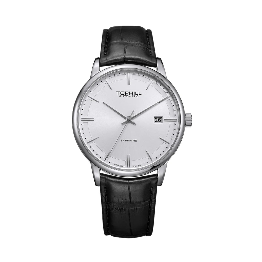 TOPHILL Stainless steel  Automatic Mechanical Men Watches High Quality Men Luxury Leather Watch Waterproof Bussiness Wristwatch