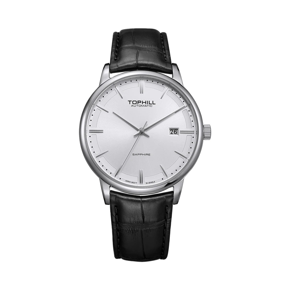 TOPHILL Stainless steel  Automatic Mechanical Men Watches High Quality Men Luxury Leather Watch Waterproof Bussiness Wristwatch