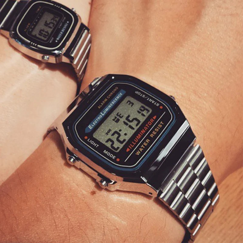Luxury F91W Band Watch Waterproof Retro Digital Stainless Steel Sports Military Watches Men Women Electronic Wrist Watch Clock