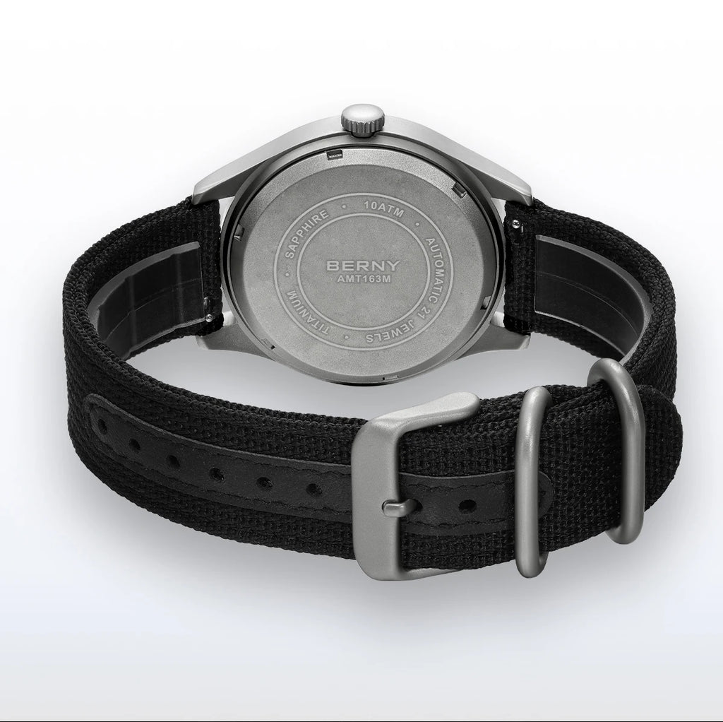BERNY Titanium Automatic Men's Field Watches Date Sapphire Super Luminous Sports Easy Read Outdoor 10ATM Mechanical Pilot Watch