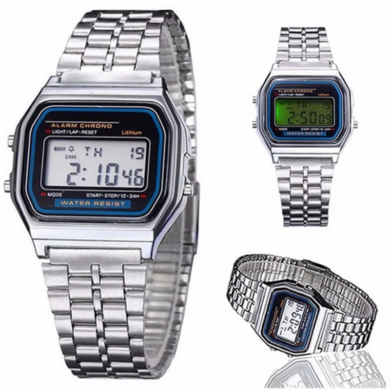 Fashion Steel LED Digital Watch Women Kid Children Alloy Wristwatch Cool Students Light Clock Relogio Exquisite Saati Best Gift