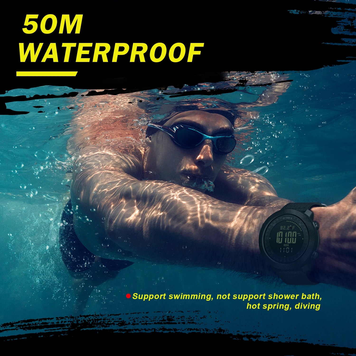 Avtrek Sport Digital Watch Military Army Watches Men's Outdoor Hiking Compass Waterproof Altimeter Barometer Tourist Wrist Watch