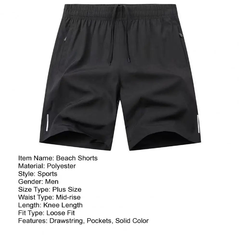 Men Beach Shorts Elastic Drawstring Waist Quick-Drying Casual Short Pants with Reinforced Pockets Street Quick-drying Shorts