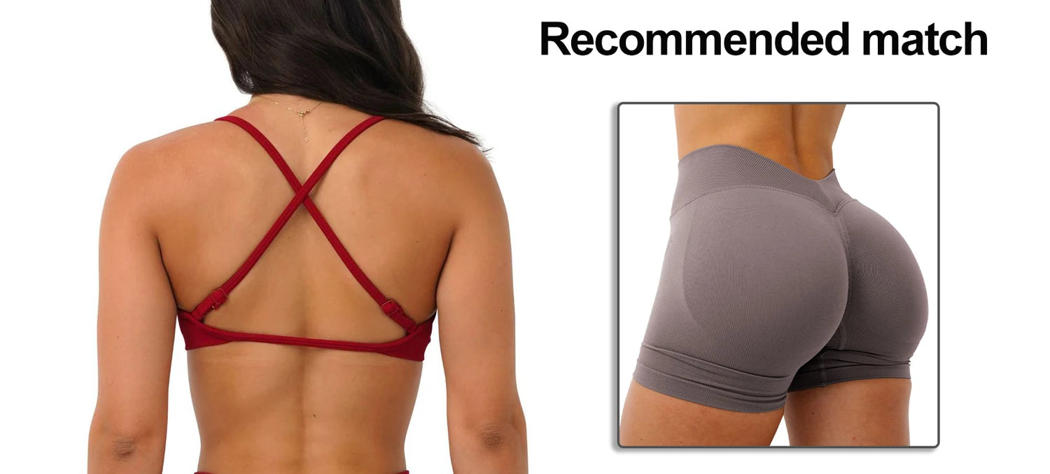 NCLAGEN Sports Bra Seamless Yoga Top Women Fitness Article Gym Active Wear Back Cross Workout Push-up Fitness Running Underwear