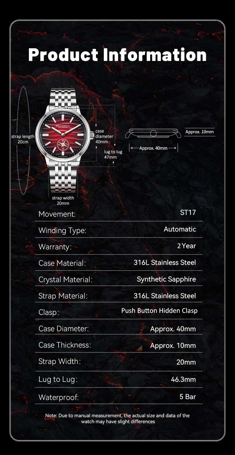 Seagull Natural Series Men Watch Automatic Mechanical Watch Polaris Sub Dial Luminous Luxury Dress Men Wristwatch 6180 2025 New