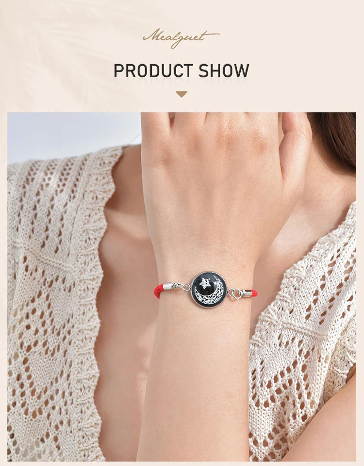 Sun And Moon Couple Bracelet for Women Men, Adjustable  Matching Braided Rope Chain Jewelry Love Gift