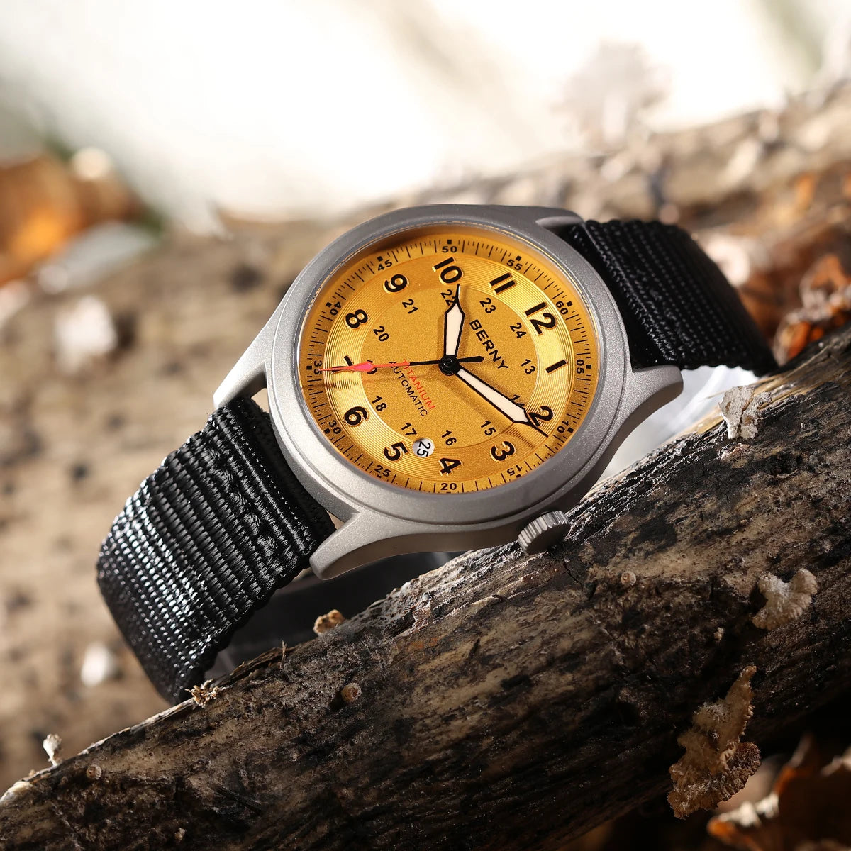 BERNY Titanium Automatic Men's Field Watches Date Sapphire Super Luminous Sports Easy Read Outdoor 10ATM Mechanical Pilot Watch