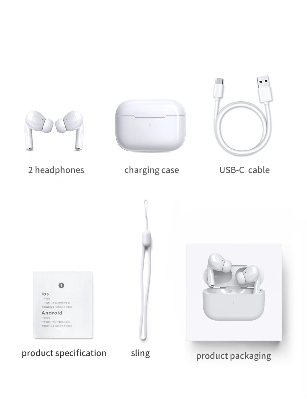 A7 2024 Pro TWS Ear Air Earphone Buds Wireless Earbuds in-ear Headphones Pods Pro 2 for IOS Android generation ear phonesA7 2024