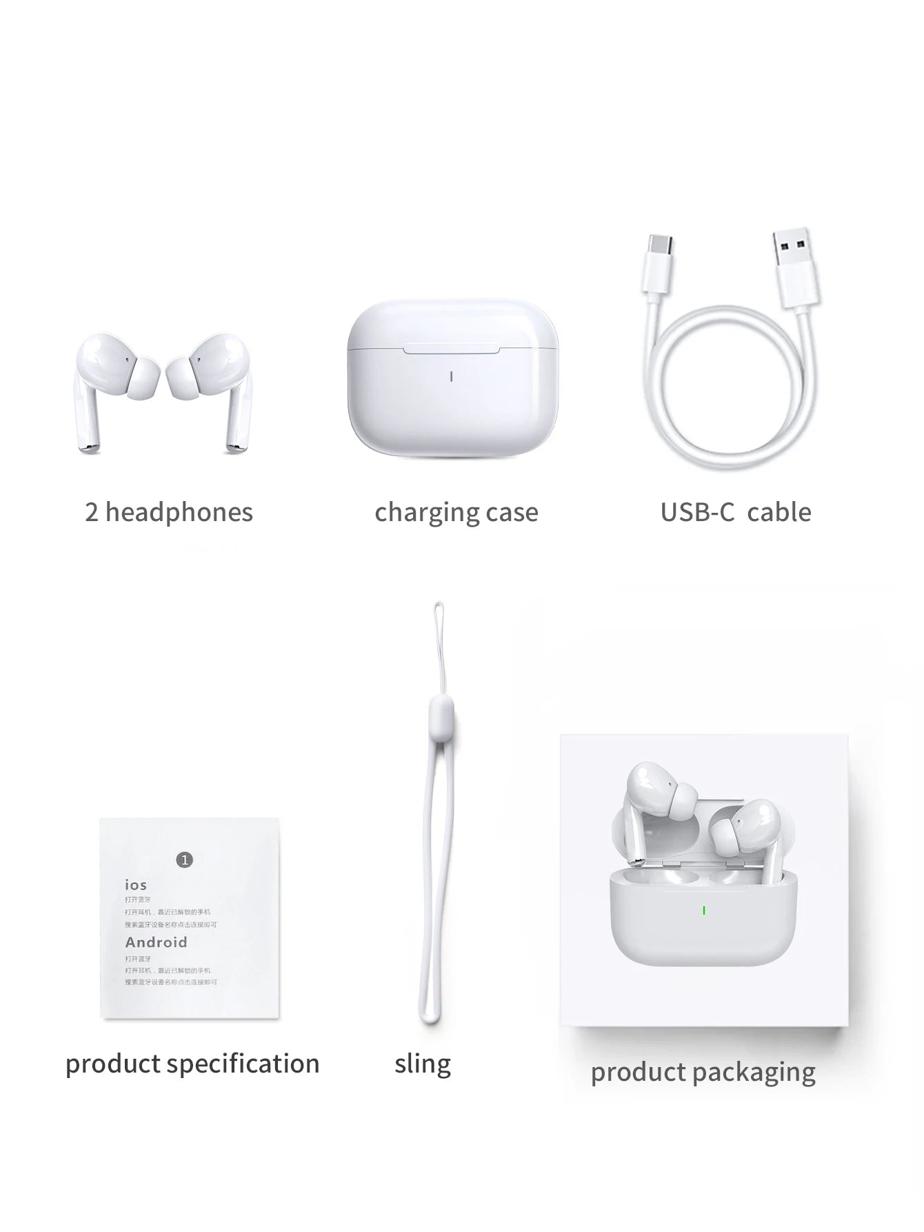 A7 2024 Pro TWS Ear Air Earphone Buds Wireless Earbuds in-ear Headphones Pods Pro 2 for IOS Android generation ear phonesA7 2024