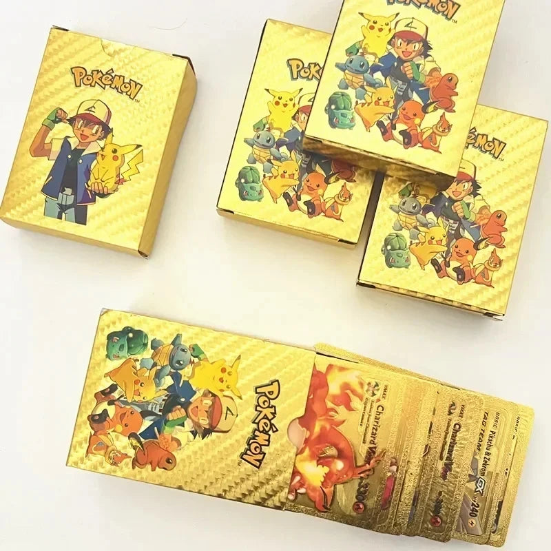 55pcs Boxed Pikachu Gold Silver Black 7color VSTAR GX V VMAX Card English Game Battle Carte Trading Collection Cards Gifts