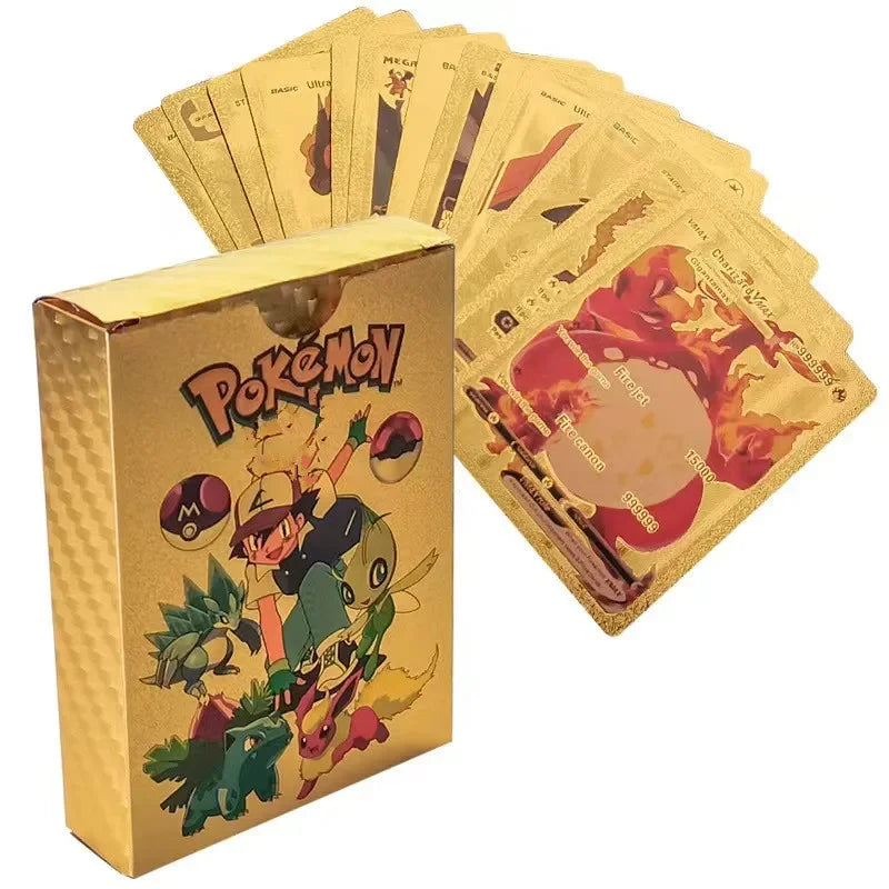 55pcs Boxed Pikachu Gold Silver Black 7color VSTAR GX V VMAX Card English Game Battle Carte Trading Collection Cards Gifts