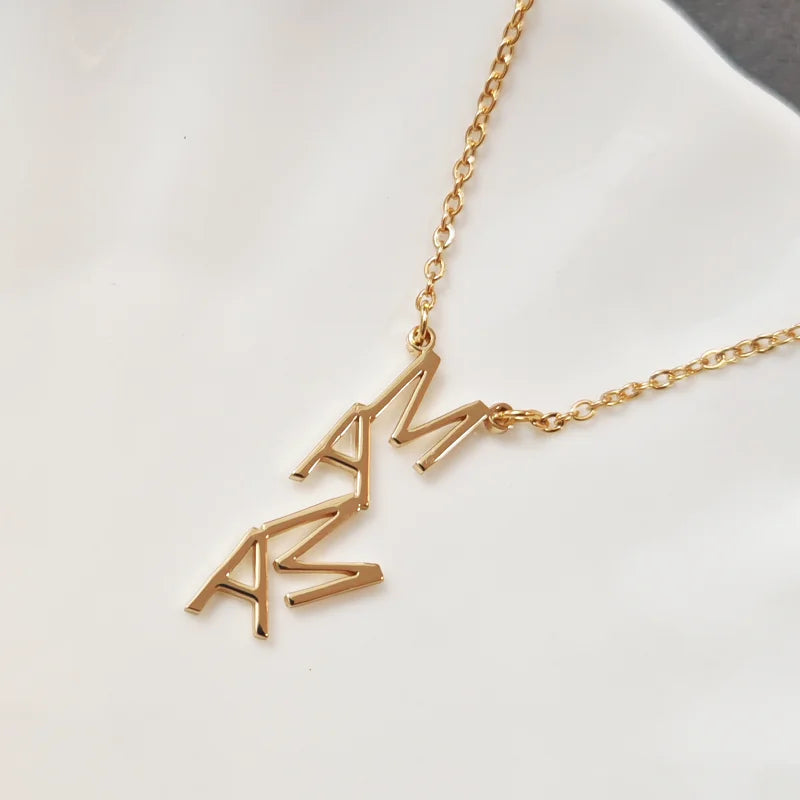 Customized Name Letter Necklace Simple Personalized Stainless Steel Clavicle Chain Ladies Large Letter Pendant Gift Jewelry Gift