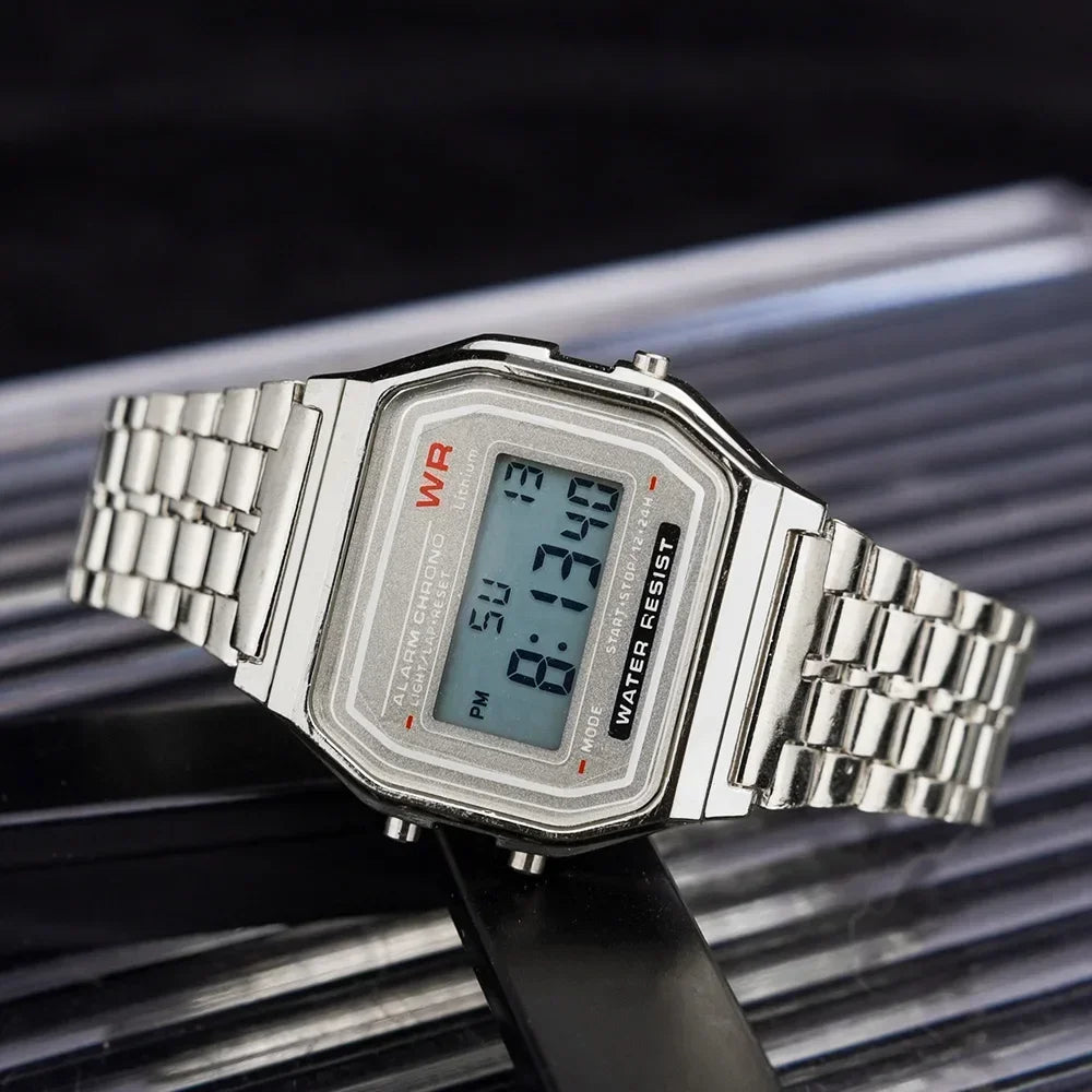 Luxury F91W Band Watch Retro Digital Stainless Steel Sports Military Watches Waterproof Men Women Electronic Wristwatch Clock