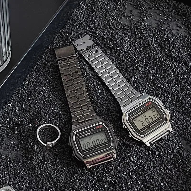 Luxury F91W Band Watch Waterproof Retro Digital Stainless Steel Sports Military Watches Men Women Electronic Wrist Watches Clock