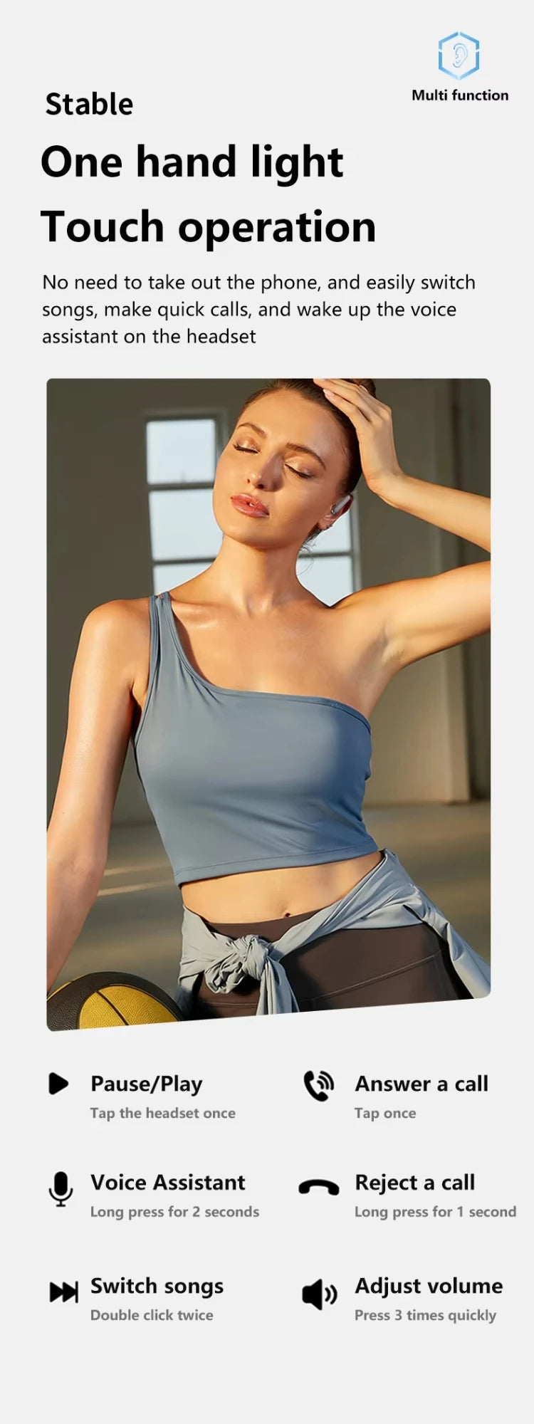 A520 Wireless Bluetooth 5.3 Earphones TWS Sports Earphones Touch HiFI Stereo Music Life Waterproof Hanging Earphones