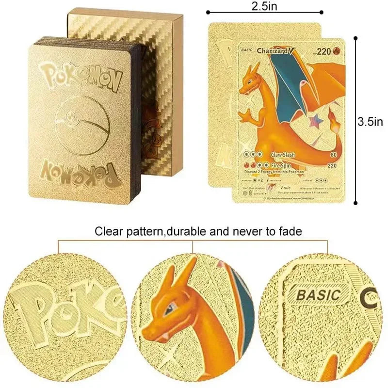 55pcs Boxed Pikachu Gold Silver Black 7color VSTAR GX V VMAX Card English Game Battle Carte Trading Collection Cards Gifts