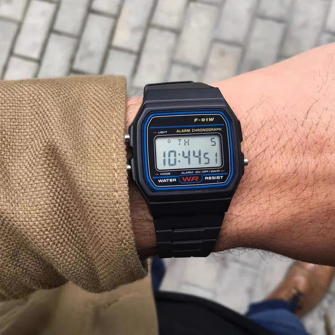 Luxury F91W Band Watch Waterproof Retro Digital Stainless Steel Sports Military Watches Men Women Electronic Wrist Watch Clock