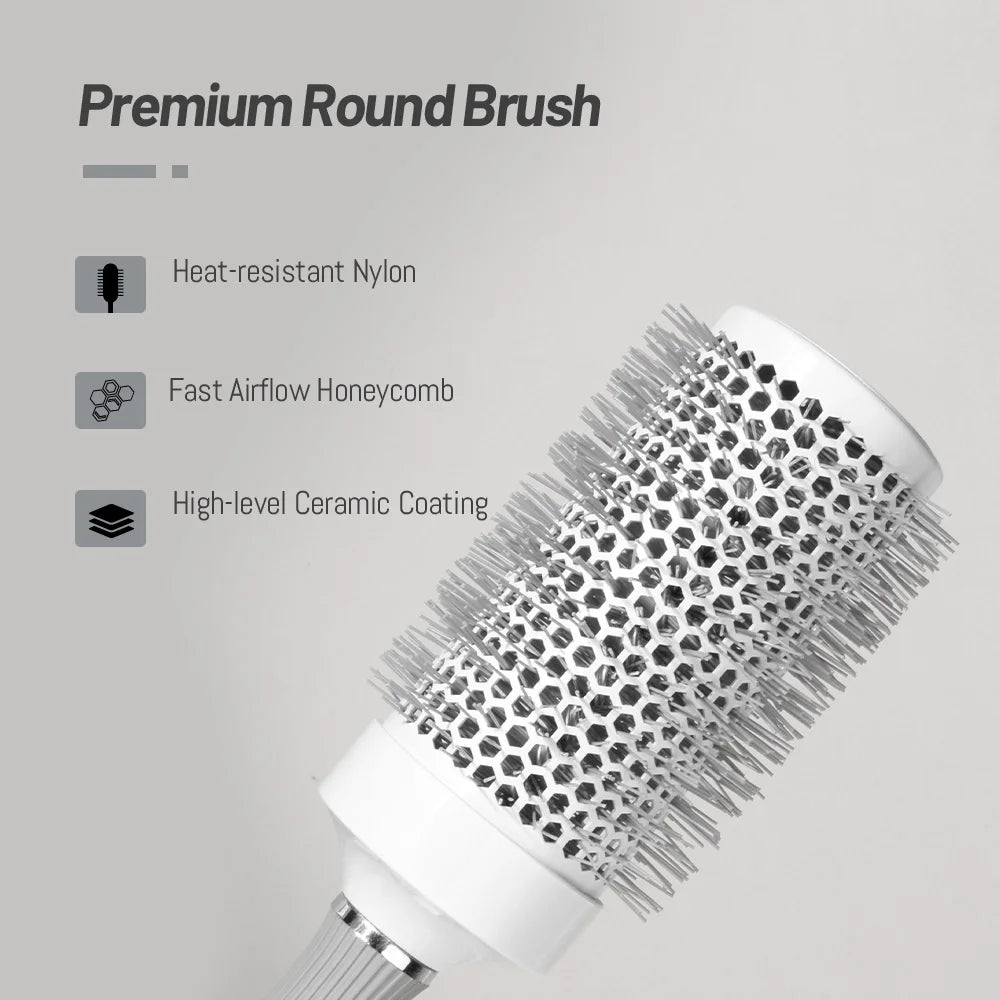 T Is a Professional Round Blow-Drying Roller Brush for Hairdressers, a Professional Curling Hot Air Brush, Available in 4 Sizes Suitable for All Hair Lengths, Ideal for Creating Stylish Curly Hairstyles, Suitable for Women's