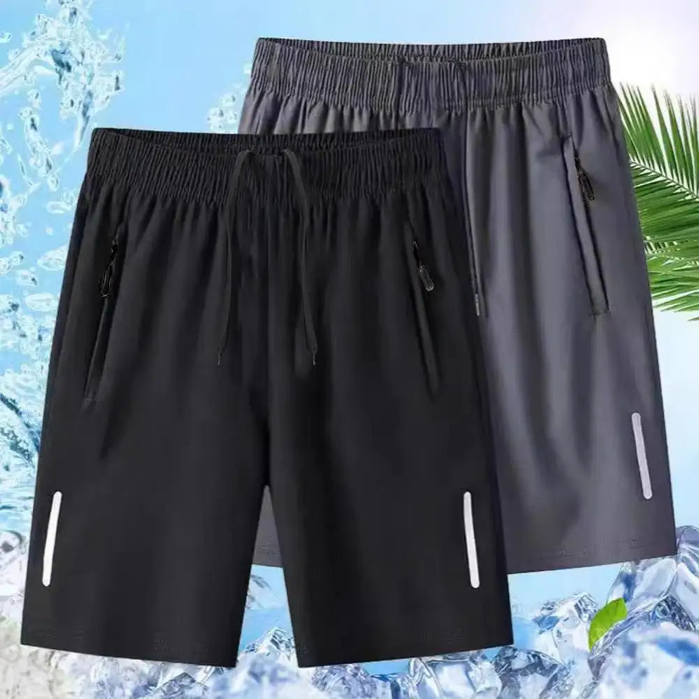 Men Beach Shorts Elastic Drawstring Waist Quick-Drying Casual Short Pants with Reinforced Pockets Street Quick-drying Shorts