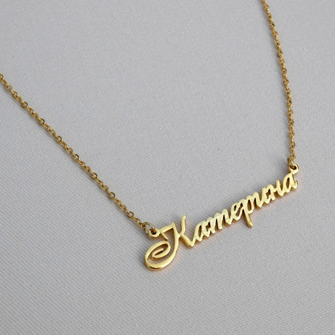 Custom Russian Name Necklace Women Girl Jewelry Personalized Gold Color Stainless Steel Cyrillic Ukrainian Nameplate Necklace