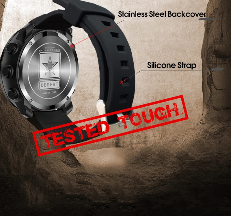 NORTH EDGE DESERT Men's Smart Watch Altimeter Barometer Compass Military Army Smartwatch Swimming Running Clock Waterproof 50m