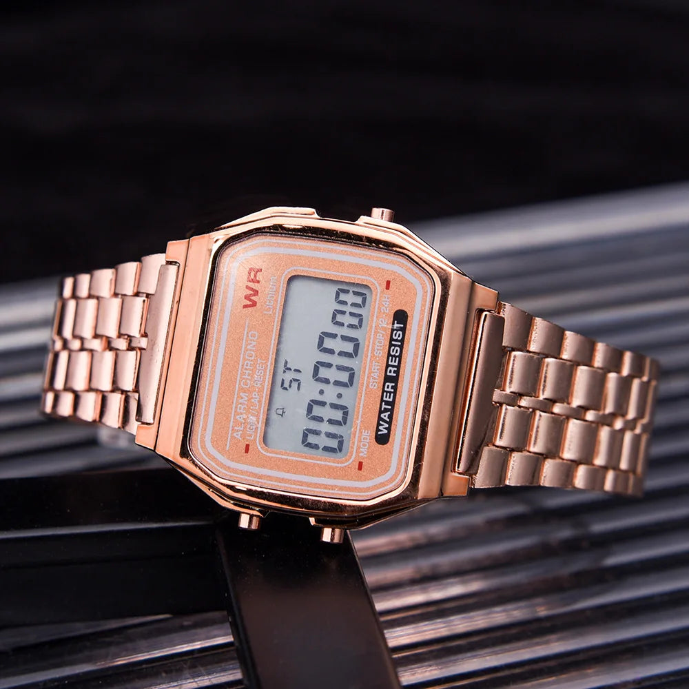 Luxury F91W Band Watch Retro Digital Stainless Steel Sports Military Watches Waterproof Men Women Electronic Wristwatch Clock
