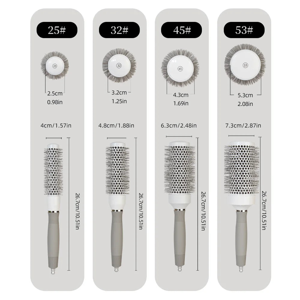 T Is a Professional Round Blow-Drying Roller Brush for Hairdressers, a Professional Curling Hot Air Brush, Available in 4 Sizes Suitable for All Hair Lengths, Ideal for Creating Stylish Curly Hairstyles, Suitable for Women's