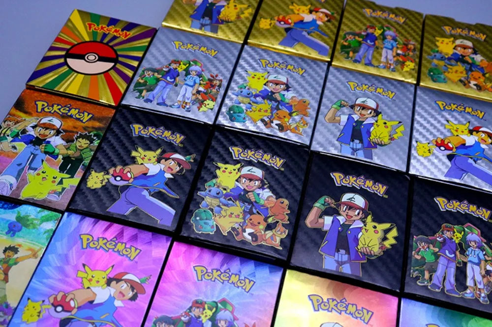 55PCS Pokemon Gold Foil Colorful Card Charizard Pikachu Arceus Silver Rainbow English VSTAR VMAX Card Gift