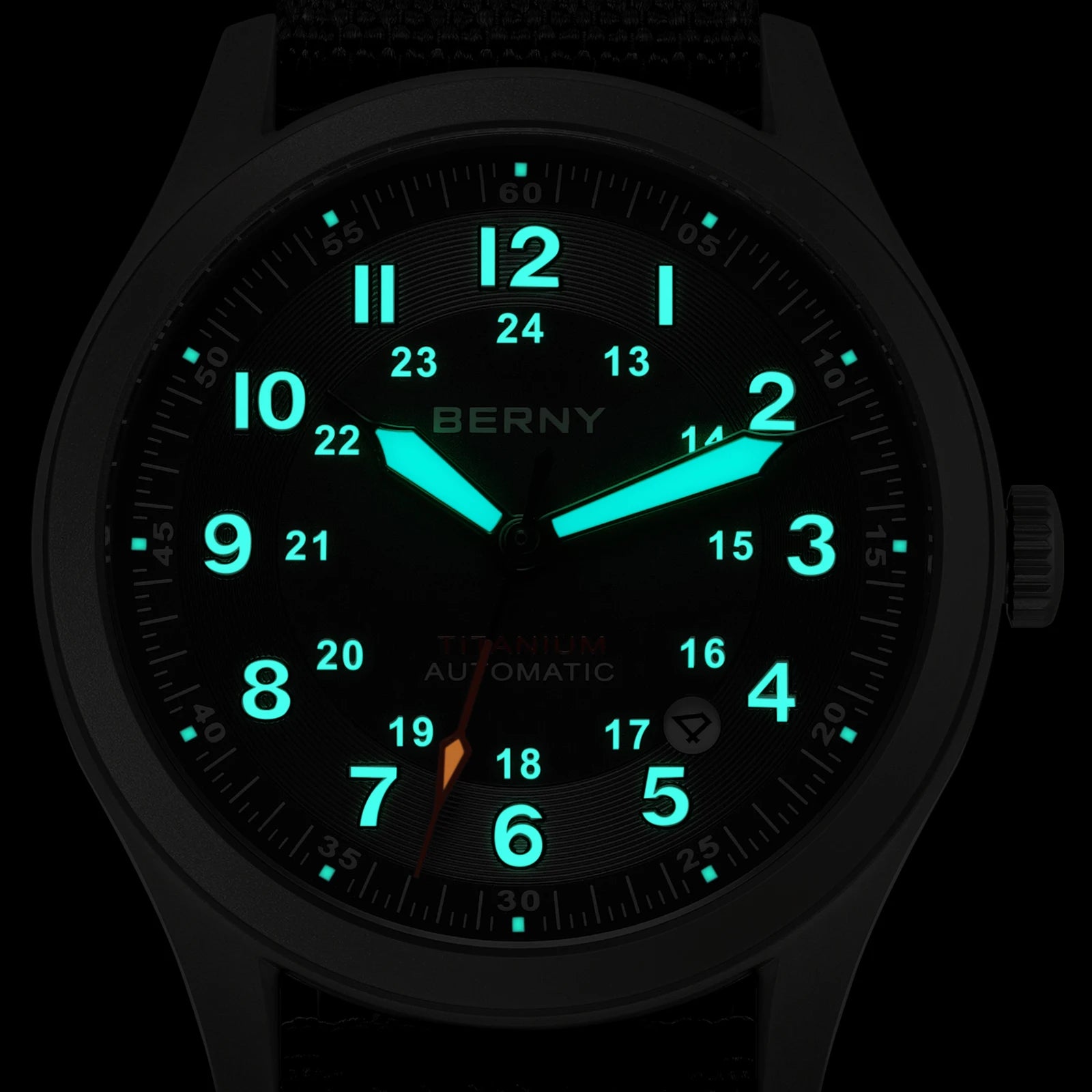 BERNY Titanium Automatic Men's Field Watches Date Sapphire Super Luminous Sports Easy Read Outdoor 10ATM Mechanical Pilot Watch