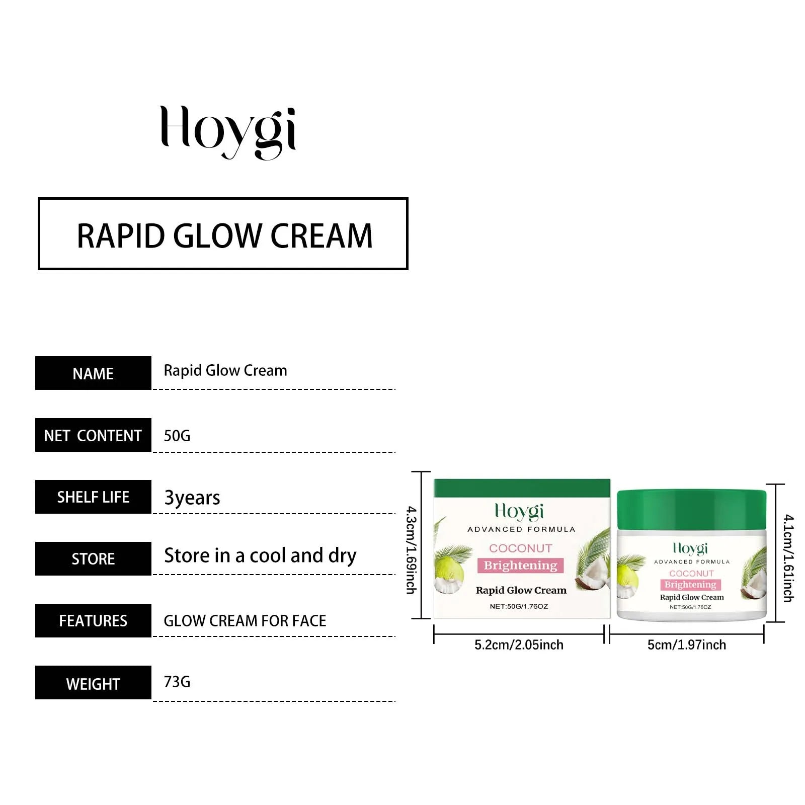 Coconut Brightening & Nourishing Cream: Reduces spots, brightens skin tone, deeply moisturizes