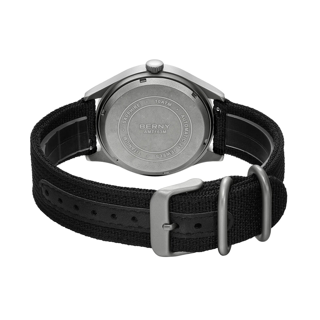 BERNY Titanium Automatic Men's Field Watches Date Sapphire Super Luminous Sports Easy Read Outdoor 10ATM Mechanical Pilot Watch