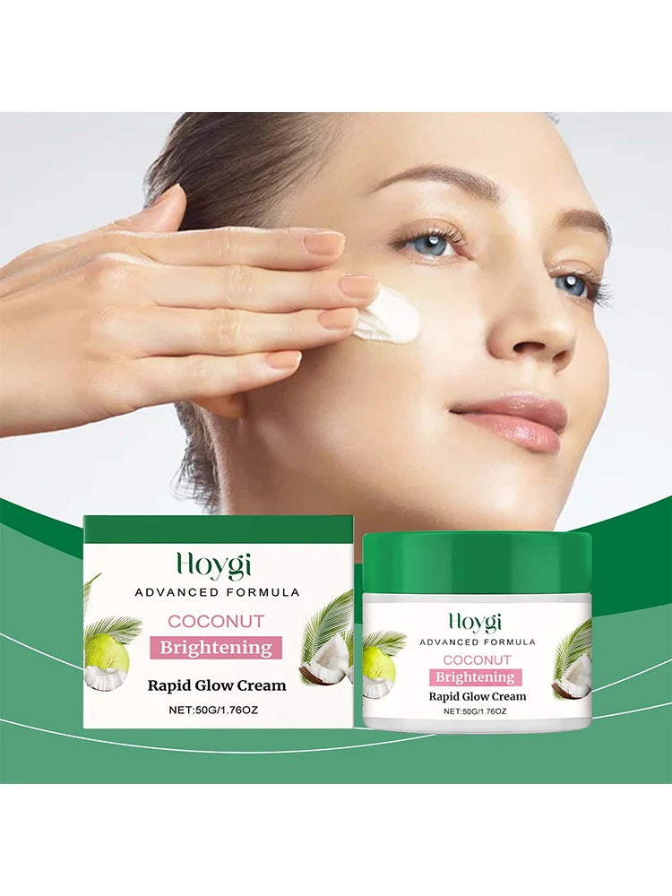 Coconut Brightening & Nourishing Cream: Reduces spots, brightens skin tone, deeply moisturizes