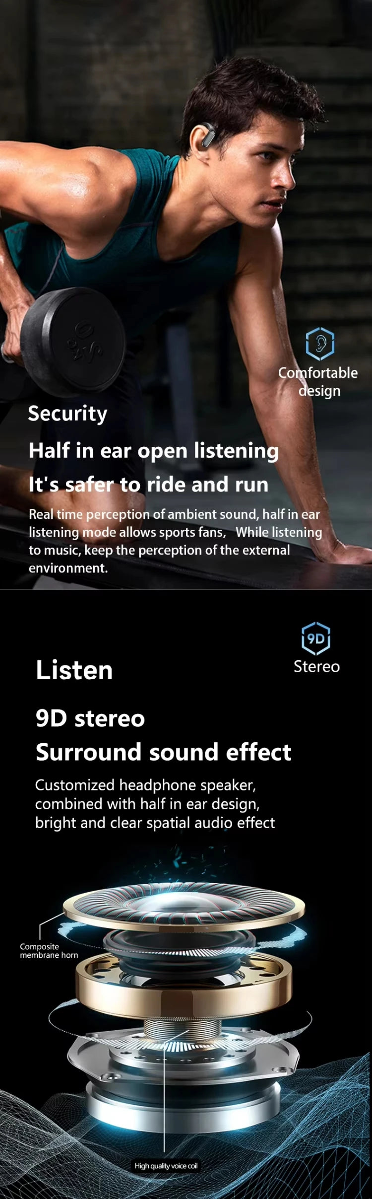 A520 Wireless Bluetooth 5.3 Earphones TWS Sports Earphones Touch HiFI Stereo Music Life Waterproof Hanging Earphones