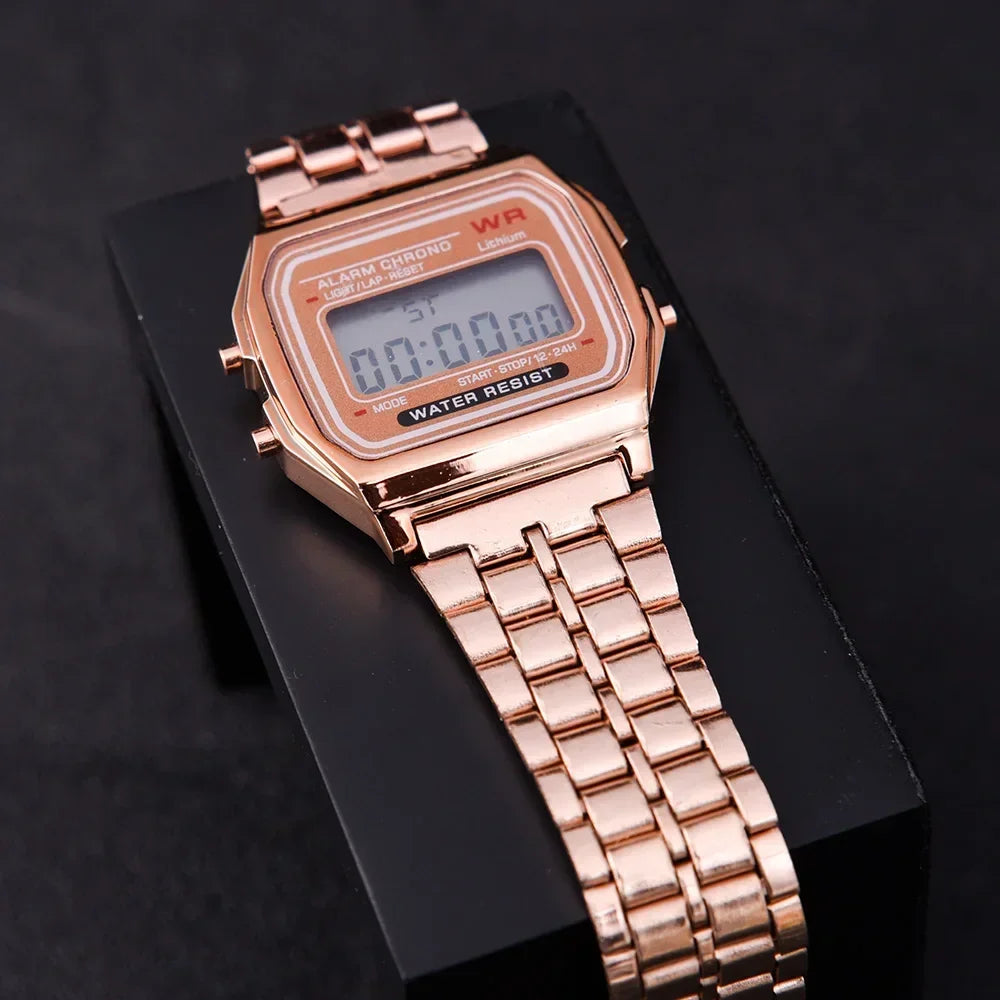 Luxury F91W Band Watch Retro Digital Stainless Steel Sports Military Watches Waterproof Men Women Electronic Wristwatch Clock