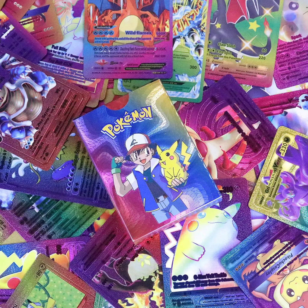 55PCS Pokemon Gold Foil Colorful Card Charizard Pikachu Arceus Silver Rainbow English VSTAR VMAX Card Gift