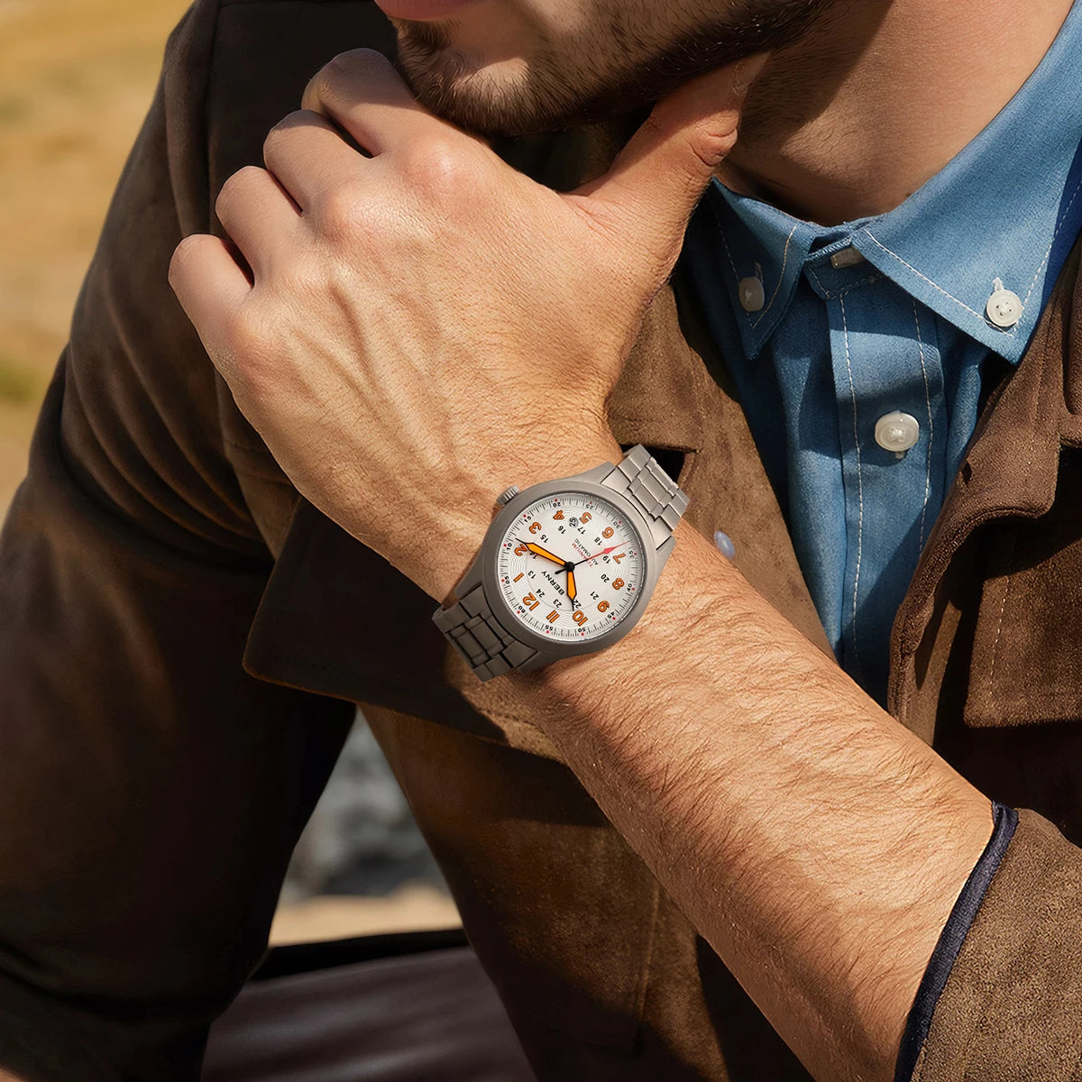 BERNY Titanium Automatic Men's Field Watches Date Sapphire Super Luminous Sports Easy Read Outdoor 10ATM Mechanical Pilot Watch