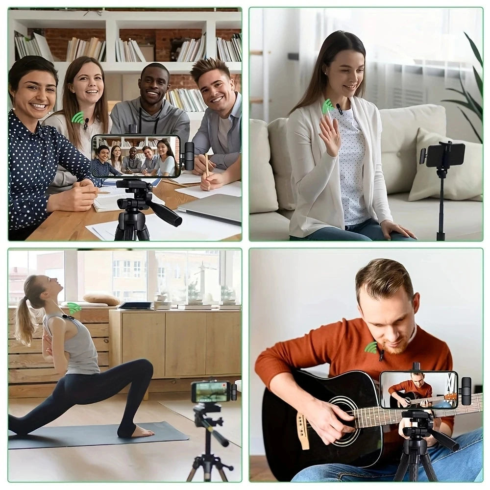 Wireless Lavalier Microphone Audio Video Recording Mini Mic   Android Laptop Live Gaming Mobile Phone Microphone